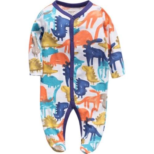 Baby Rompers Footed Sleep And Play Autumn Winter Full Sleeve Jumpsuit Infant Footies Solid Color Bottoming Cloth Organic Cotton