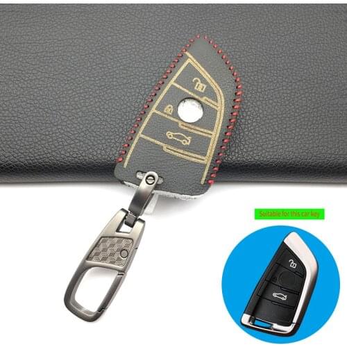 For BMW X1 X5 F15 X6 F16 1 2 5 7 Series 2016 2017 2018 Skin Holder 2019 2 Buttons Leather Car Remote Key Fob Shell Cover Case