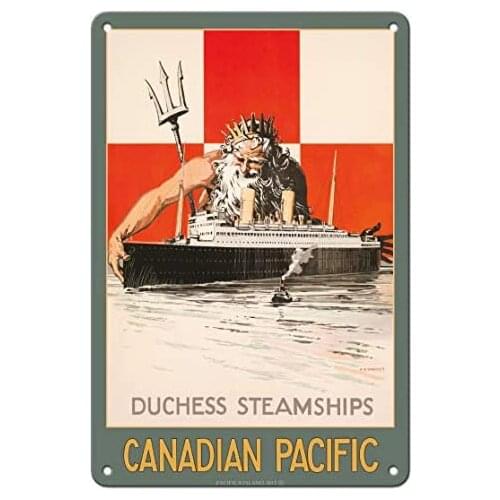 Duchess Steamships - Canadian Pacific - Neptune - Ocean Linerby Percy Angelo Staynes c.1929 Metal Tin Sign