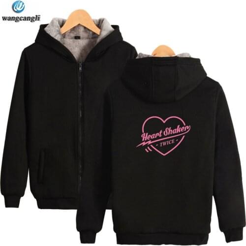 KPOP TWICE Heart Shaken winter hoodie fleece warm Jacket thicken coat hip hop long sleeve hoodies sweatshirt men women clothes