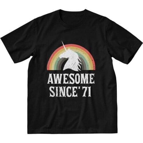 Male Vintage Unicorn Women Awesome Since 1971 T-Shirt Novelty 50th Birthday Years Old Tshirt Short Sleeve T Shirt Cotton Tee Top