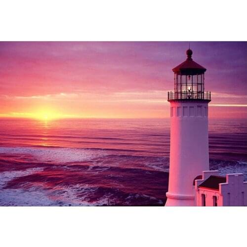 GLymg 5D Diamond Embroidery Craft Painting Mosaic DIY Diamond Cross Stitch Sunset Lighthouse Gift Diamond Wall Arts Decor