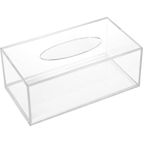 HOT SALE Facial Tissue Dispenser Box Cover Holder Clear Rectangle Napkin Organizer for Bathroom, Kitchen and Office Room