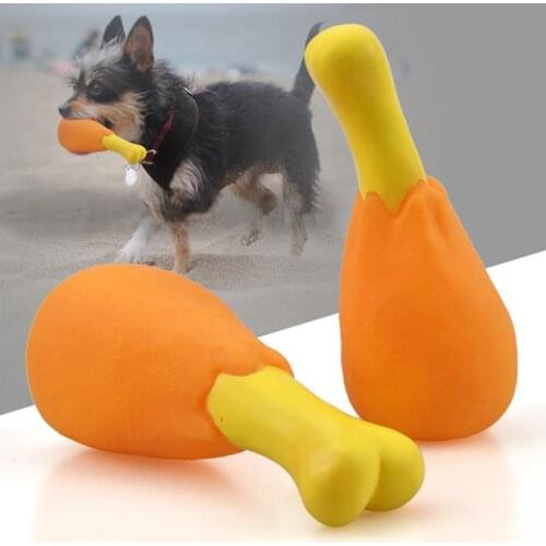 Yellow Soft And Cute Simulation Chicken Leg Puppy Toy Elastic Interactive Toy Squeaky Rubber Chicken Leg Pet Dog Toy For Home