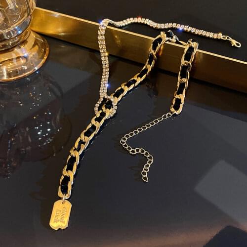 Korean Style New Metal Chain Around the Neck Design Personality Clavicle Fashion Exaggeration Necklace Cortex Stitching Jewelry
