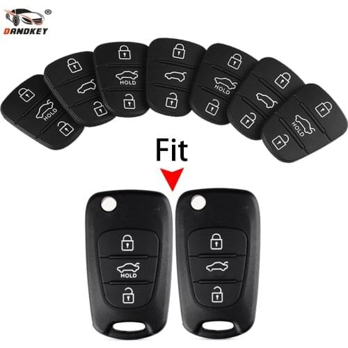 Dandkey Key Shell Button Pad Rubber Case Cover For Hyundai Avante l10 l20 l30 IX35 For Kia K2 K5 Sorento Rio Ceed Fob 3 Buttons