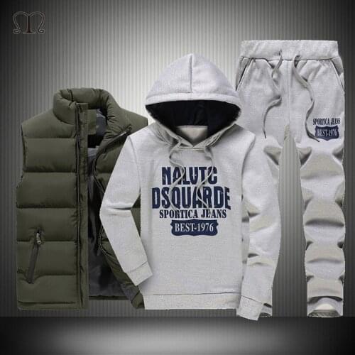 Winter Thick Warm Tracksuit Men 3 Piece Hooded Hoodies +Vest+Pant Casual Sweatsuits Men Track Suit Sportswear Set Men Coat 5XL