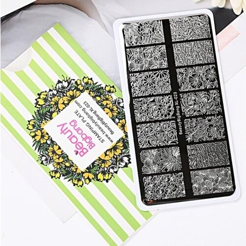 Beauty BigBang Stamping Plates XL-023 Summer Flower Rose Peach Blossom Image Stainless Steel Nail Art Stencil Mold Template