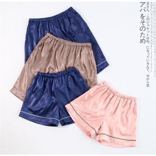 Summer Solid Women Shorts Sleep Bottoms Male Sleepwear Pants Soft Polyester Home Shorts Men Casual Pants Male Shorts for Beach