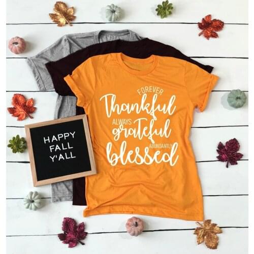 Unisex Summer yellow Clothes Tee Forever thankful always grateful absolute blessed T-Shirt Stylish Christian Jesus Tops Shirts