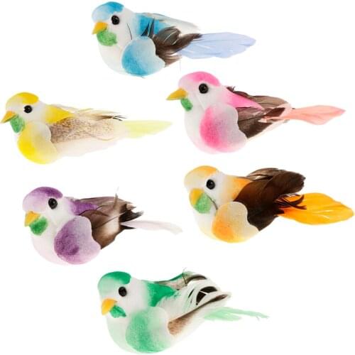 MagiDeal 6Pc Simulation Birds Artificial Foam Feathered Bird Figurines Model Craft Wedding Home Garden Decor Ornament Craft