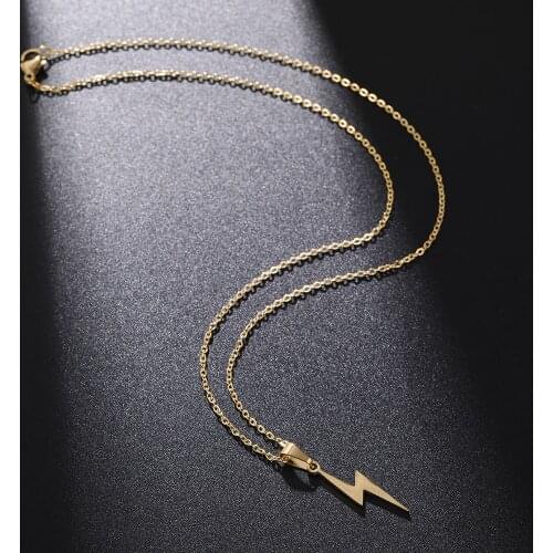 Fashion Stainless Steel Lightning Bolt Necklace Pendant for Women Men Scar Necklace Neck Choker Jewelry Gift