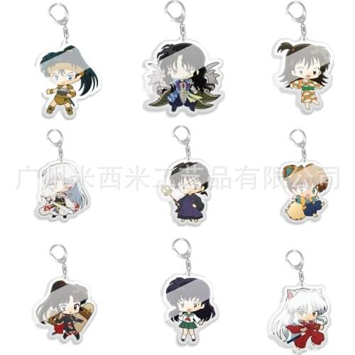 Inuyasha Keychain Man Acrylic Key Chain Women Key Holder Couples Keyring Anime Key Ring Girl Pendant Porte Clef Collection Props