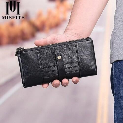 New Leather Mens Long Wallet Fashion Casual Clutch Large Capacity Retro Card Holder Genuine Leather