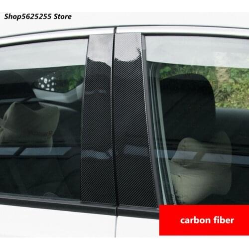Car Sticker For Honda Civic 2016 2017 2018 2019 2020 Window B Pillar Trim Carbon Fiber Patch Central C-pillar Bright Strip Sedan