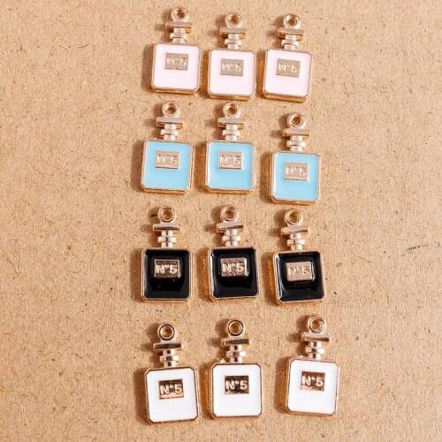 10pcs 9*16mm Alloy Enamel Perfume Bottle Charms Pendants for Cute Necklaces Drop Earrings Keychain DIY Jewelry Making Findings