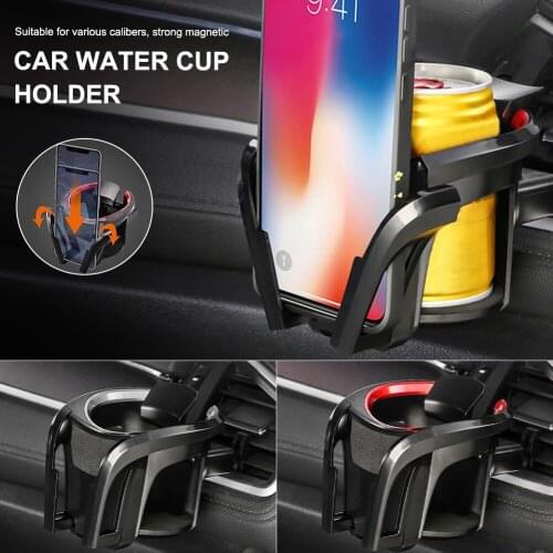Car Air Vent Mount 2 In 1 Cup Holder Phone Mount Adjustable Beverage Water Bottle Holder Vehicle Cup Stand Bracket Auto Interior