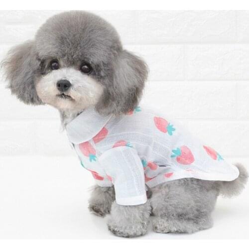 Dog Shirt, Summer Dog Clothes Apparel Strawberry Shirt for Small or Medium Pet Dogs Clothing Chihuahua Yorkshire Poodle Costumes