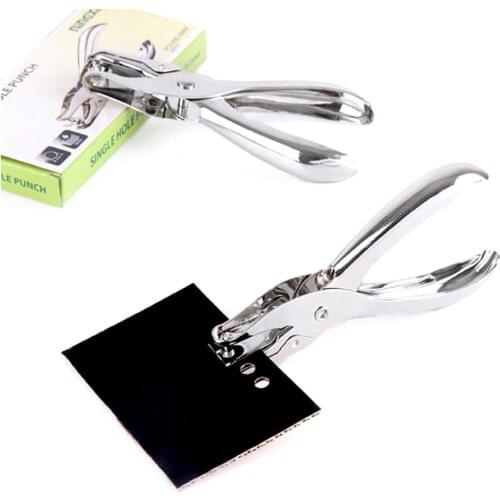 Hand-held Puncher Art Sheet Punch Card Cutting Punch Tool 6MM Convenient Chrome Hole Puncher Office School Supplies