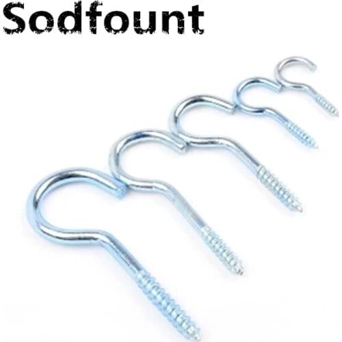 20pcs/lot Open sheep eye ring 3#4#5#6#8#10#12#14# Question mark hook Sharp-tailed blue zinc self-tapping screw hook
