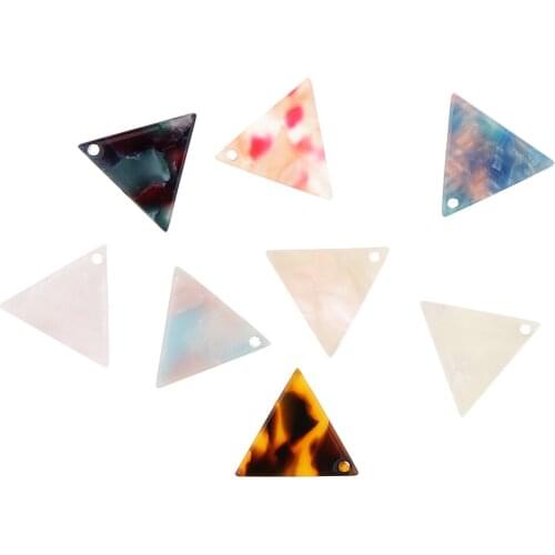 10pcs Triangle Earrings Minimal Geometry Acetate Acrylic Dangle Accessories Tiny Beads 14x17mm