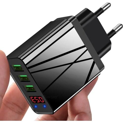 3 Port USB Phone Wall Charger LED Display 3A Fast Charging For iPhone Android JR Deals