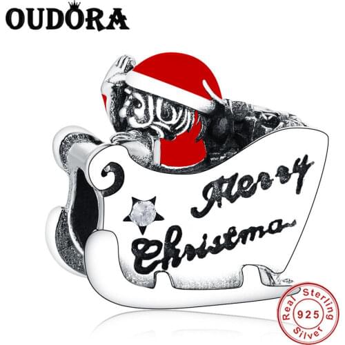 925 Silver Santa Sleigh Charms Charms Fit Original Pandora Charms Silver 925 Bracelet Women Jewelry Christmas Berloque Making
