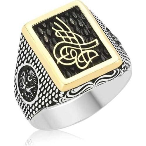 Tevuli 925 Sterling Silver Tuğralı Male Ring