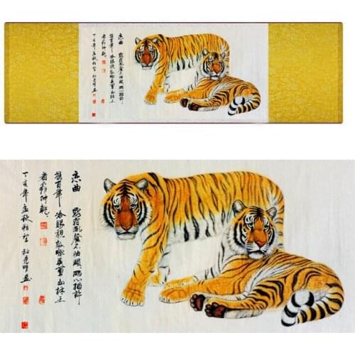 Tiger silk art painting Chinese Art Painting Home Office Decoration Chinese tiger painting