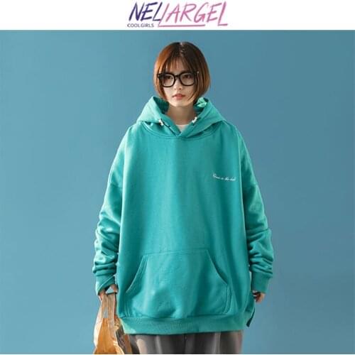 NELLARGEL Women Y2k Solid 6 Colors Harajuku Hooded Hoodies 2021 Female Vintage Korean Fashion Sweatshirts Girl Oversized Hoodie