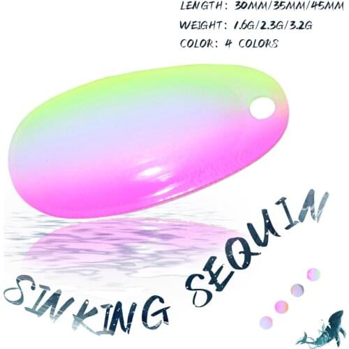 KoKossi 1PCS 1.6G/2.3G/3.2G Sinking Fishing Lures Metal Sequin Bait Noise DIY Spoon Artificial Hard Bait Fishing Sports Tools