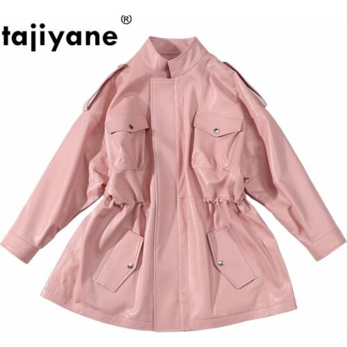 Spring Autumn 100% Real Leather Jacket Women Natural Sheep Leather Jackets Sheepskin Coat Korean Long Genuine Leather Coats PY15