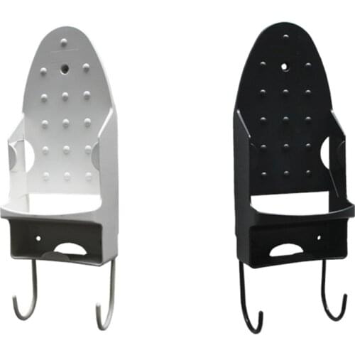 Bathroom Ironing Board Hanger - Laundry Room Ironing Board Holder, Plastic Wall Mount Ironing Board Rack with Removable Hooks