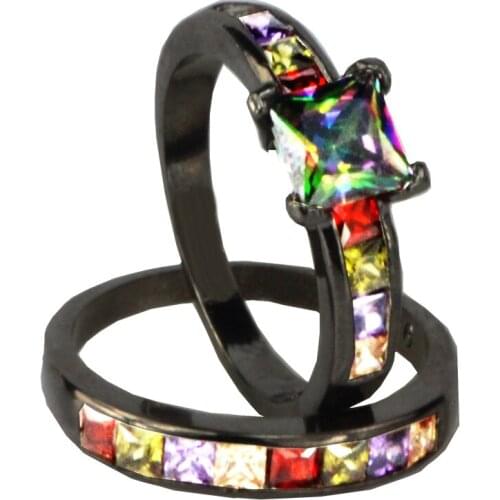 YaYI Fashion Women Jewelry Love Ring Colourful CZ Black Engagement Rings wedding Rings Party Rings Gift