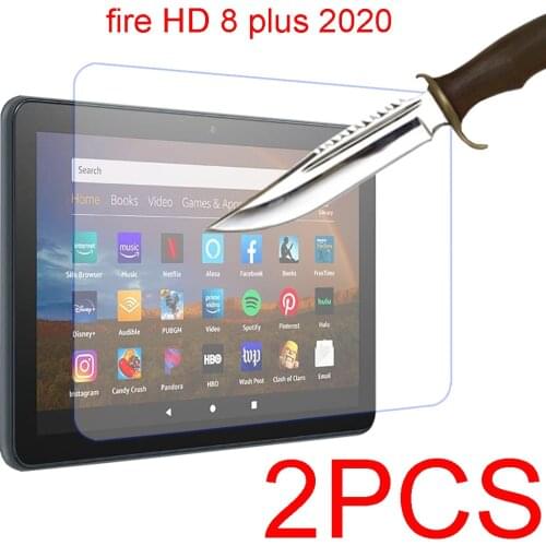 2 packs tempered glass screen protector for Kindle fire HD 8 plus kids edition 8'' tablet screen protective film