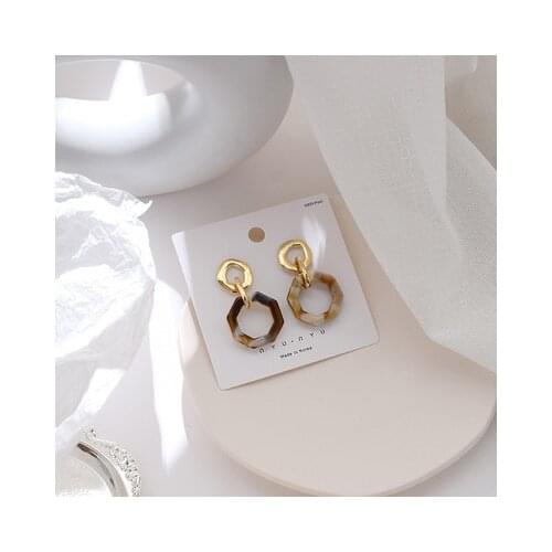 2021 Summer New Simple Trendy Geometric Acrylic Silver Needle Earrings Temperament Circle Earrings For Women Accessories