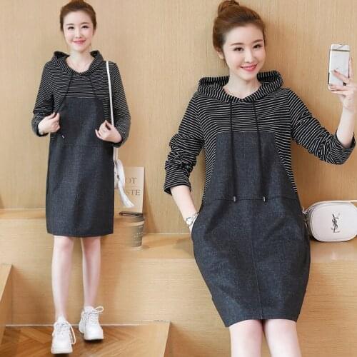 Woman Dress женское платье Dress Denim Patchwork Vestido De Mujer Hooded Vestidos Robe Femme Hiver 2021 Plus Size M-4XL Loose