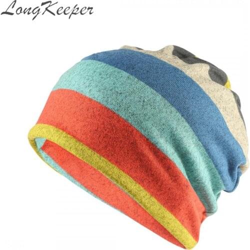 Winter Striped Beanies for Women Men Unisex Autumn Knitted Beanie Mens Multifunction Hedging Cap Hats for Male Kerchief Bonnet