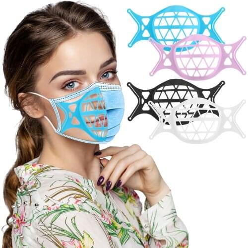 4pcs Disposable Mask Bracket 3D Reusable Mask Holder Silicone Inner Support Frame Breathable Protective Face Masks Bracket 2021