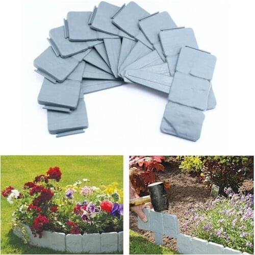 5/10Pc Grey Garden Fence Edging Cobbled Insert Ground Type Plastic Fences Lawn Edging Plant Border Decorations Flower Bed Border