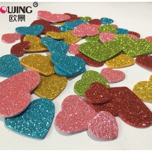 50pcs/lot 3D Colorful Shine EAV Foam Hearts Wall Stickers For Kids Room Nursery Gifts Wall Decal Home Decor Cute Heart Art Mural