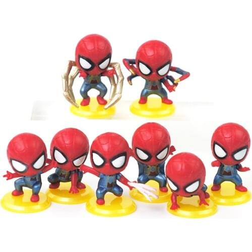 8pcs/set Spiderman Superhero PVC Action Toys Figure Spiderman Theme Party Model Supplies Ornaments Kids Birthday Cake Decoration