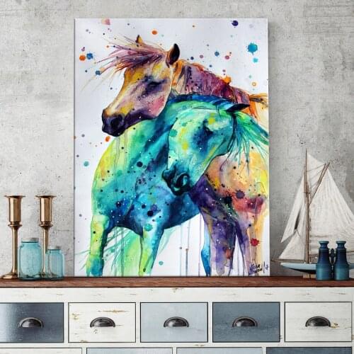 Animal Poster Abstract Water Color Horse Art Canvas Print Wall Paintings Prints Wall Art Prints for Living Room Home Decoration