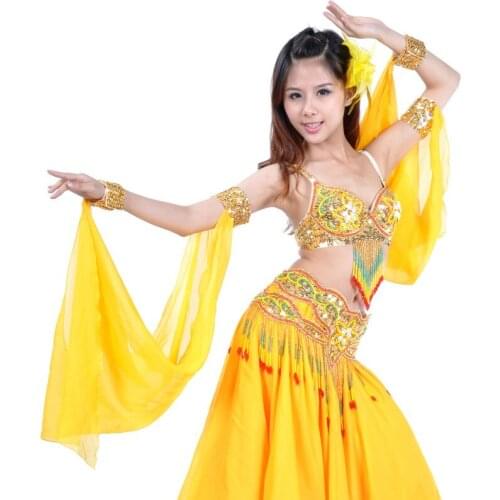 14 Colors Wholesale Belly Dance Costume Accessories 1 Piece Arm Sleeves Wrist Adjustable Chiffon Sleeve Sequins Armbands