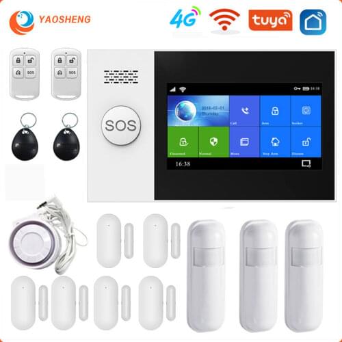 YAOSHENG PG-107 3G GSM WiFi Alarm System Tuya Smart Life APP Wireless 433MHz Security Alarm Kit support Alexa & Google Assistant
