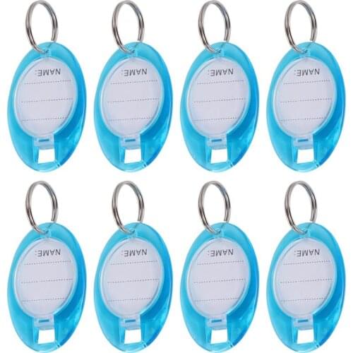 50pcs Plastic Custom Split Ring ID Key Tags Labels Key Chains Key Rings Numbered Name Baggage Luggage Tags