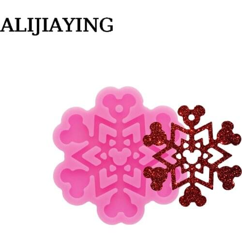 DY0384 Glitter shiny Christmas snowflake molds Keychain Silicone Mold for epoxy resin molds DIY necklace Pendant craf mould