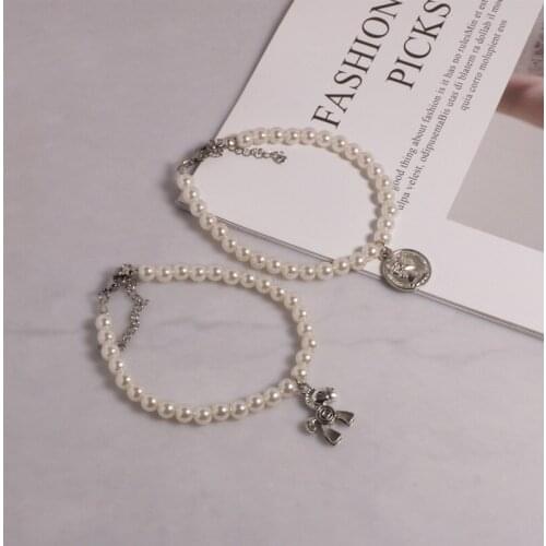 Trendy Pearl Bracelet Bangle for Women Jewlery Gifts Charm Luxury Link Chain Snap Button Jewelry No Fading No Allergy Bracelets