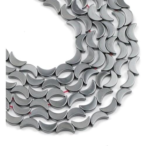 50pcs Moon shape Black Hematite Natural Stone beads 8x5mm Loose spacerbeads for Jewelry Making DIY bracelets necklace Findings