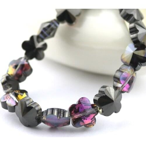 Newest AAA Quality 300pcs/lot Fuchsia Black Faceted Crystal Flower Beads 10mm Crystal Bracelet DIY Beads For Jewelry Making